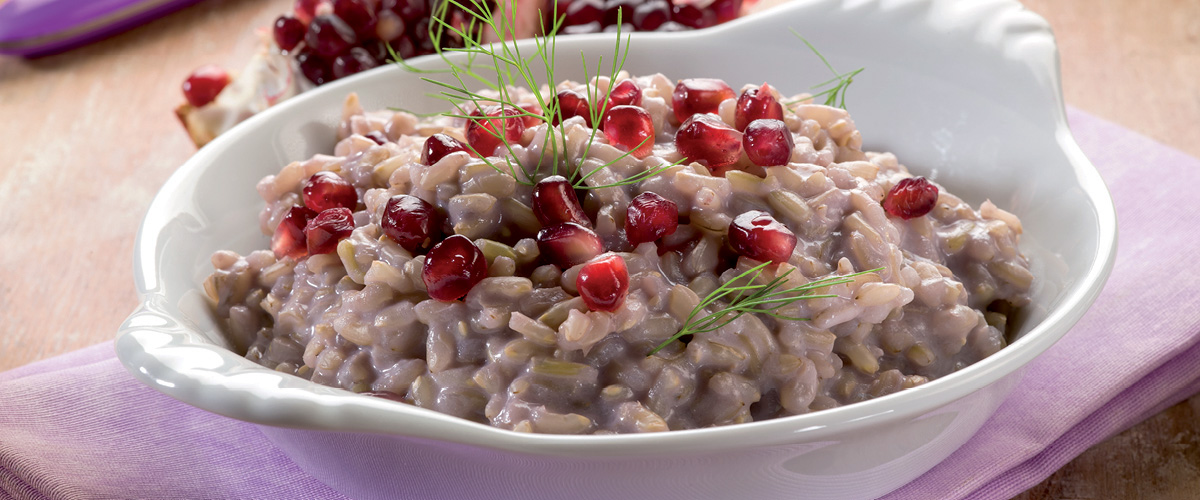 Risotto al melograno e vino rosso