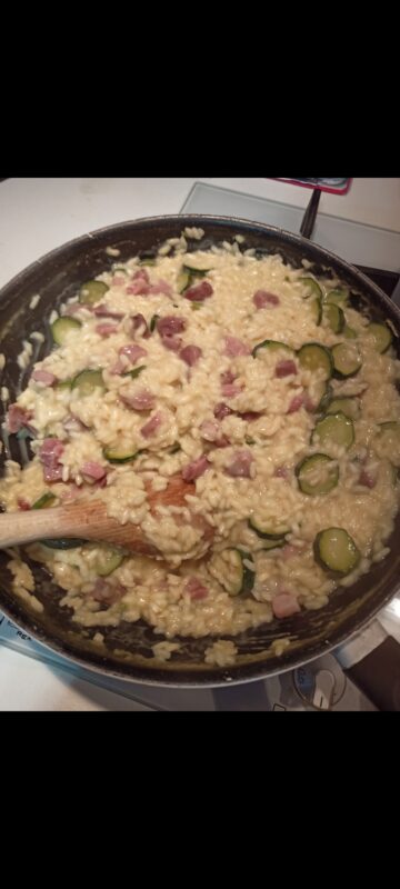 Risotto verdure e pancetta